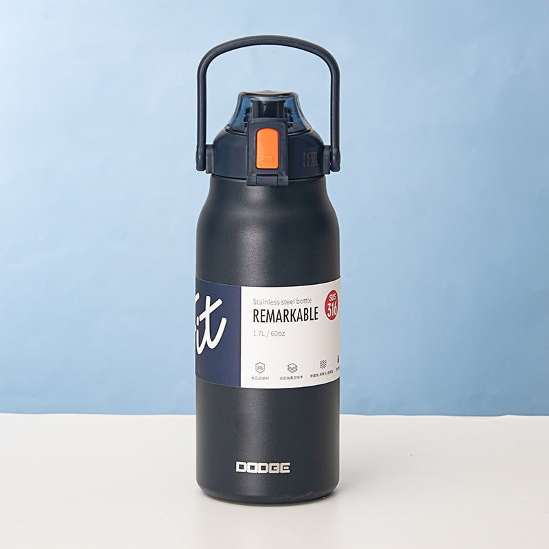 Large Capacity Stainless Steel Large Belly Insulated Cup with Straw for Male Outdoor Sports Pot and Female Fitness Cup