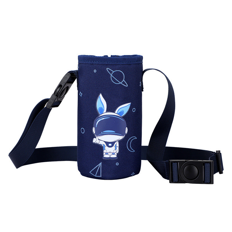 Cartoon Cylinder Children's Water Bottle Bag Insulation Cup One Shoulder Crossbody Cup Cover Portable Water Cup Storage Bag Handbag