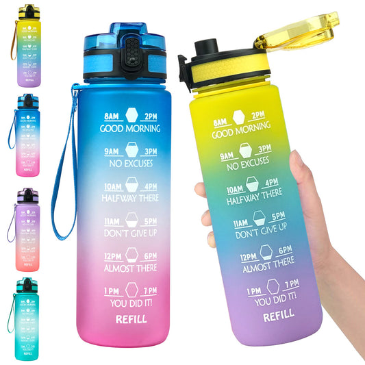 1000ml Water Cube Fitness Sports Water Bottle Tritan Gradient Color Water Bottle Space Cup Travel Cup Bottle