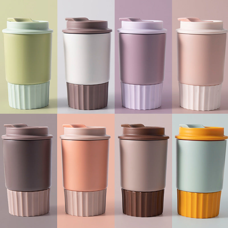 Coffee cup Simple stainless steel water cup Cold octagonal thermal cup Women's high beauty portable car cup