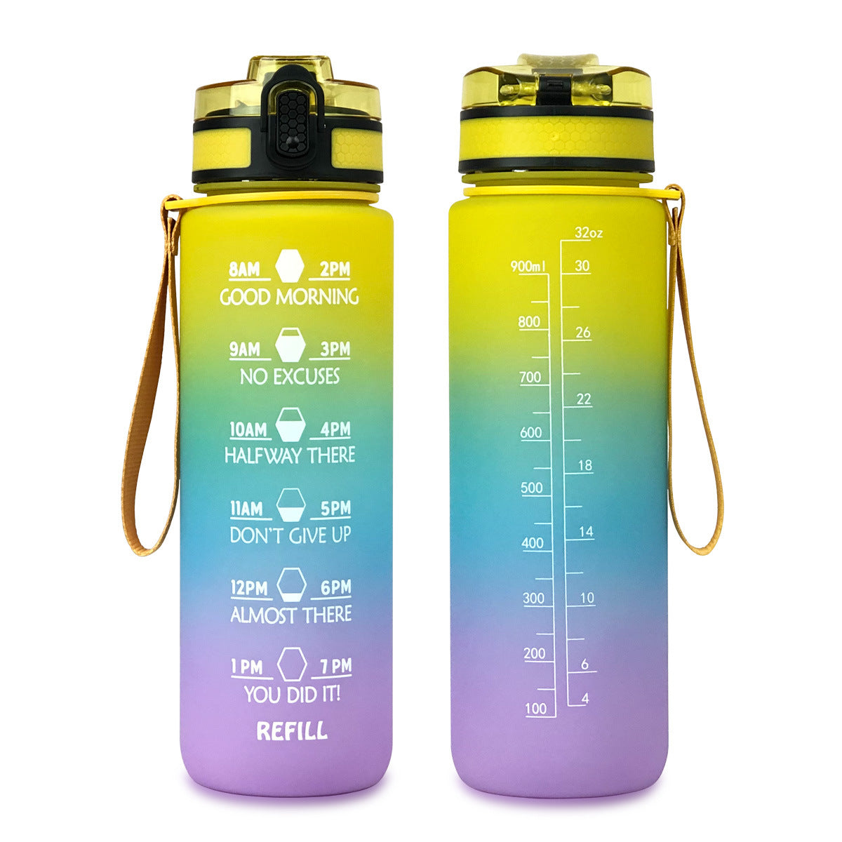 1000ml Water Cube Fitness Sports Water Bottle Tritan Gradient Color Water Bottle Space Cup Travel Cup Bottle