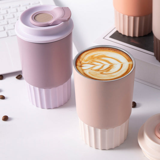 Coffee cup Simple stainless steel water cup Cold octagonal thermal cup Women's high beauty portable car cup